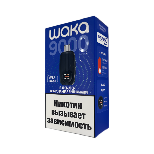 Электронная сигарета WAKA NOVO 9000 Газированная Вишня Лайм